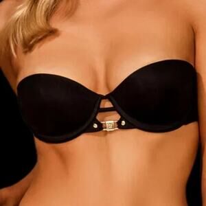 HONEY BIRDETTE Everyday Smooth Push Up Bra Black Strapless 32DD 32E Padded